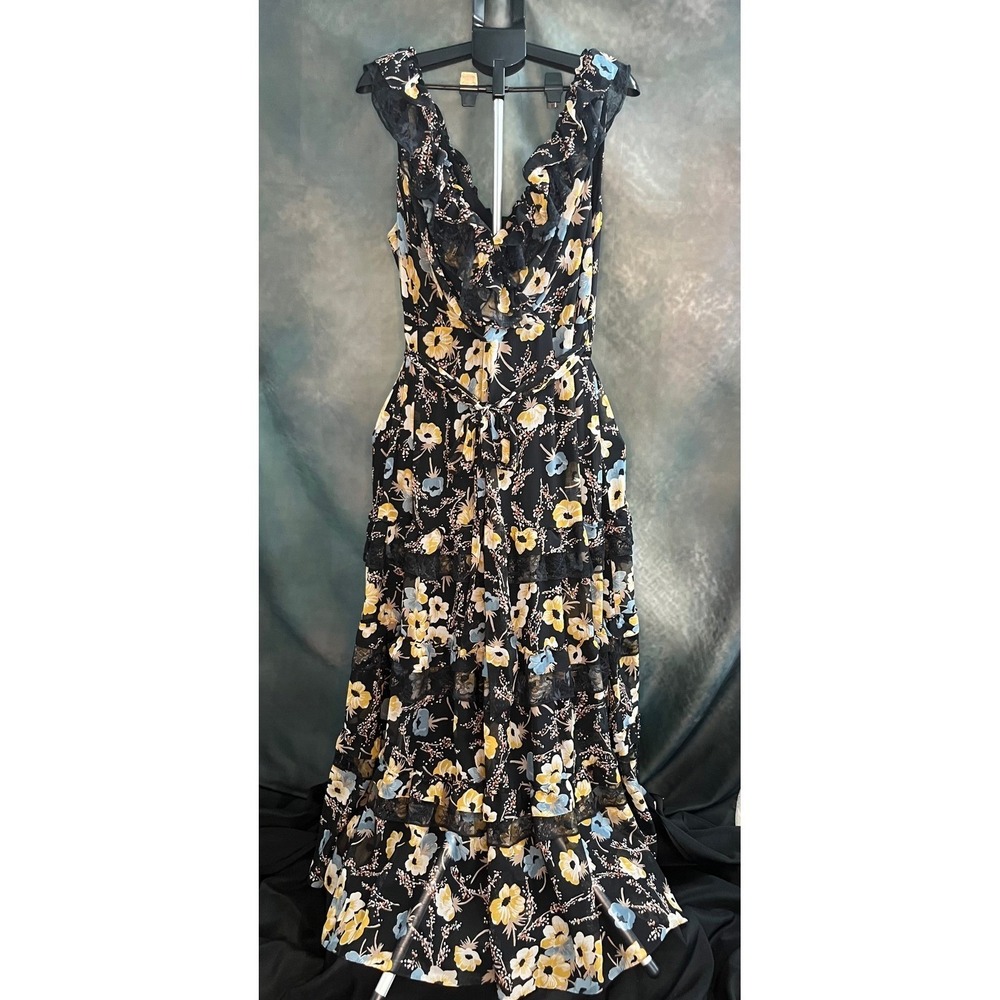 Lauren Ralph Lauren Floral Maxi Dress Black Lace Trim Size‎ 18W Formal Dress NWT - Picture 4 of 12